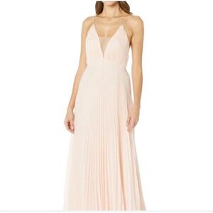 JILL JILL STUART Veronika Pleated Sleeveless Gown Blush Pink Maxi Dress
